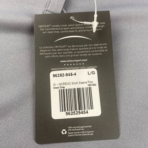 ON TOUR Dry Steel Gray Polo Women's Size Large New with Tags - Picture 9 of 11